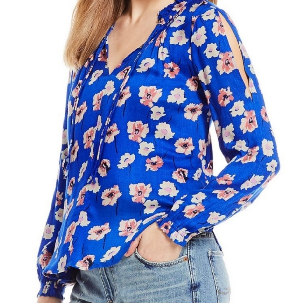 Ruffle Neck Split Sleeve Peasant Boho Blouse - image 7